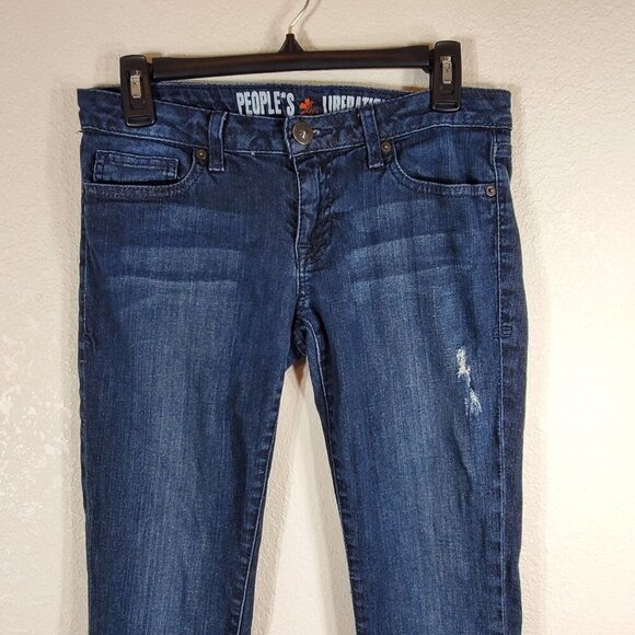 Peoples Liberation Womens Size 26 Distressed Skinny Blue Jeans Star Pocket - Picture 9 of 11